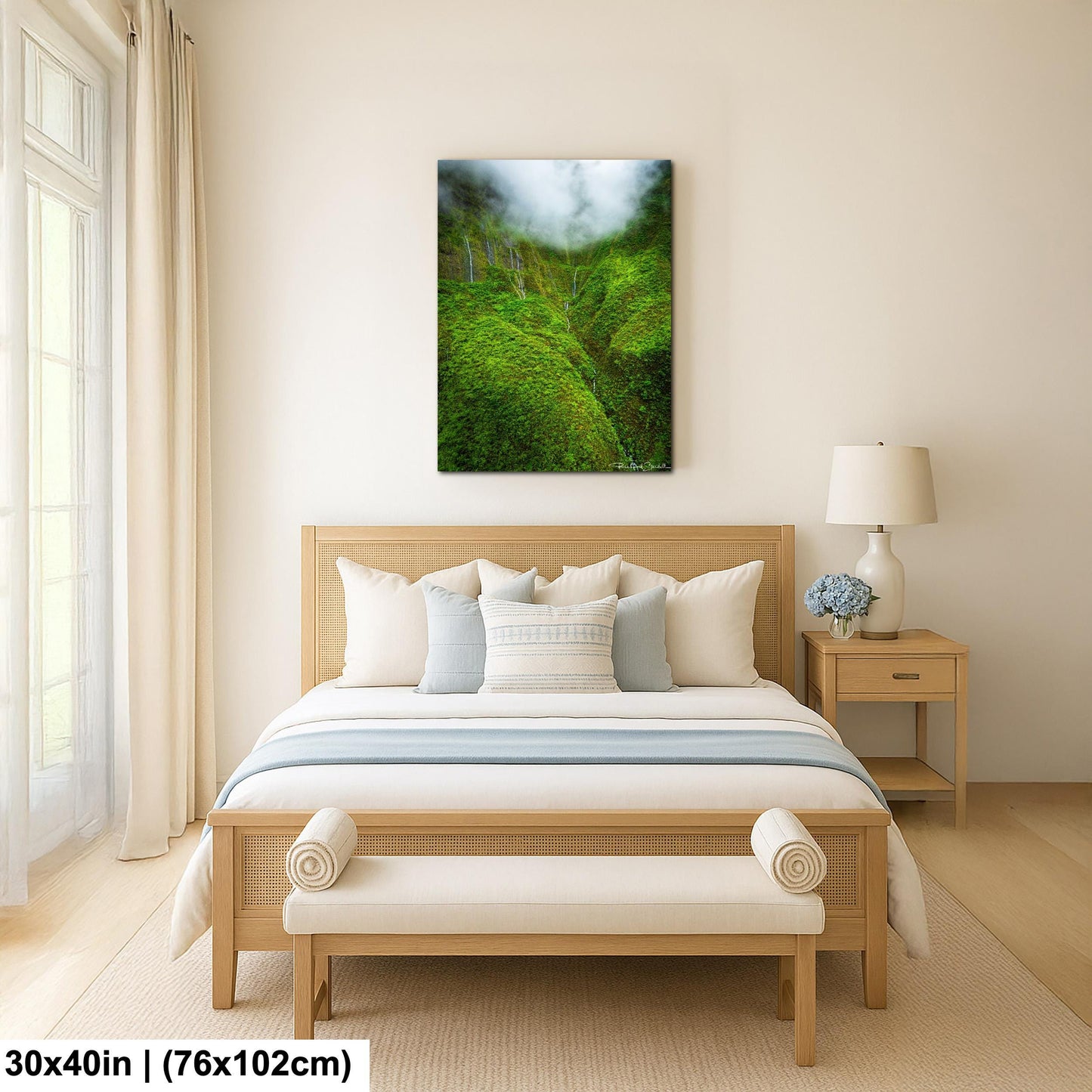 Hawaii Waterfall Wall Art: Tropical Hawaiian Jungle Landscape