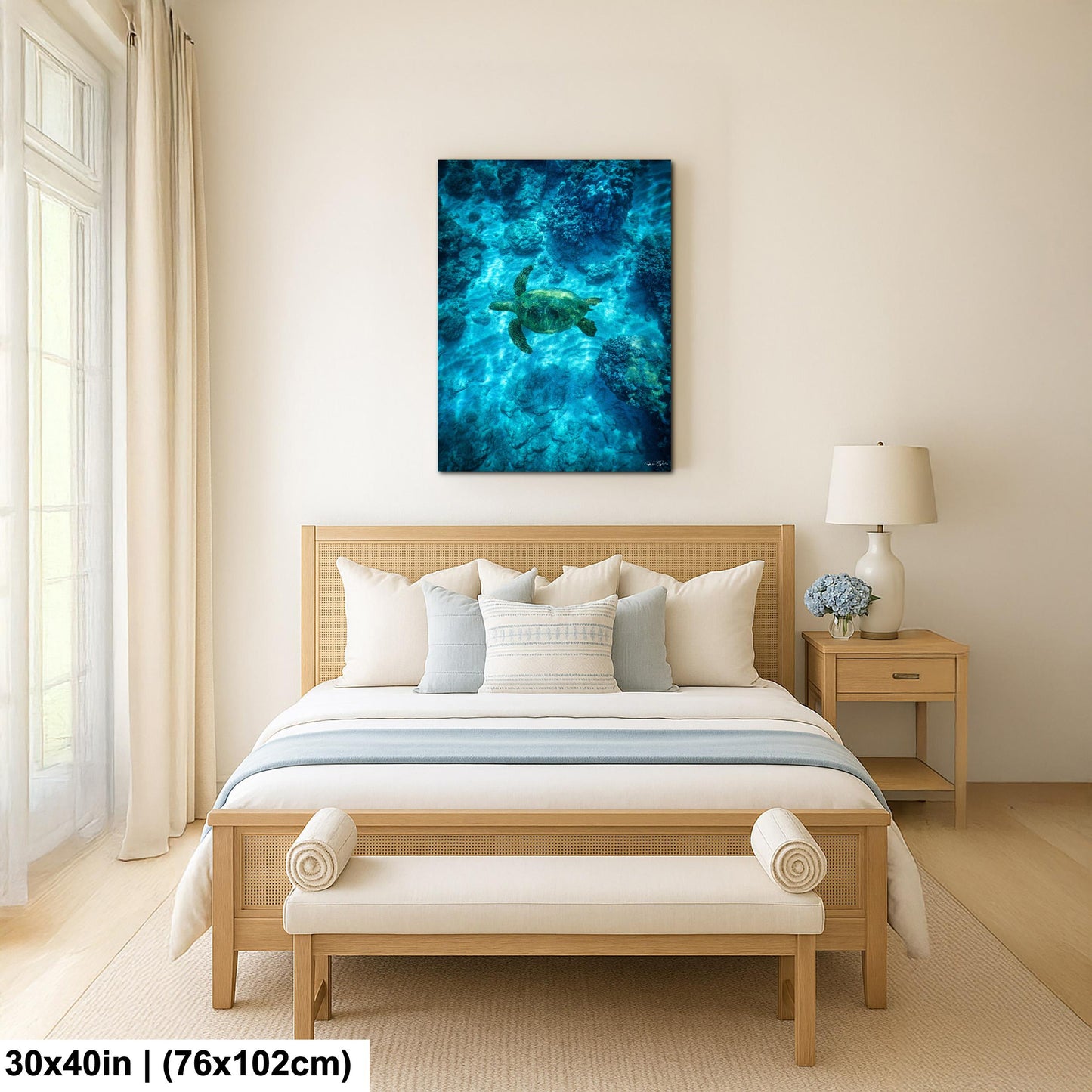 Sea Turtle Wall Art: Maui Ocean View - Tropical Coastal Decor