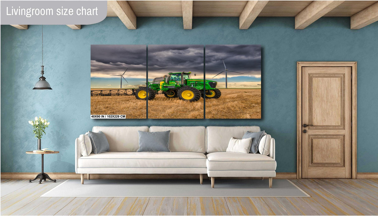 John Deere Tractor Wall Art - Dramatic Farm Landscape Print | Rustic Country Decor