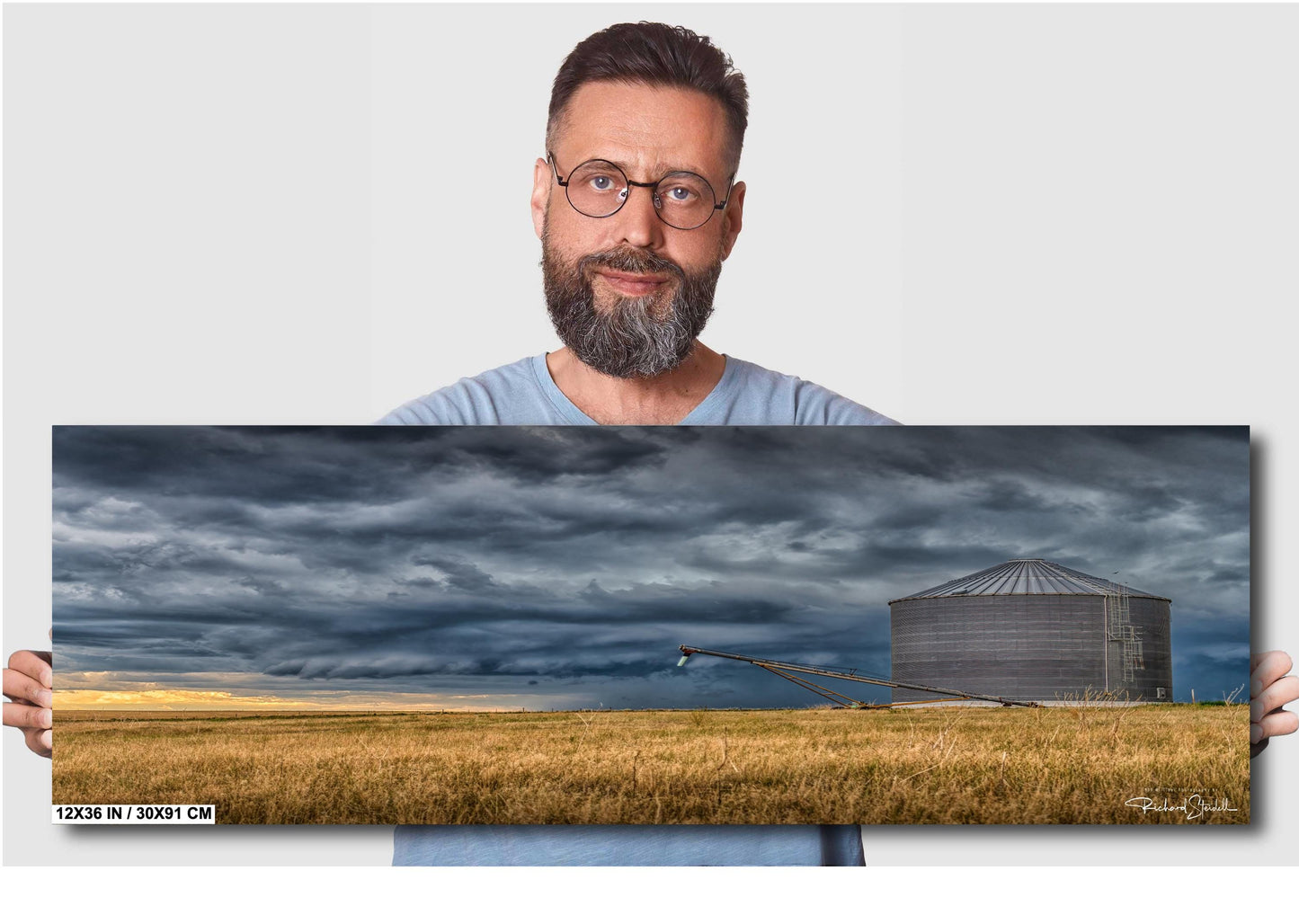 Farm Silo Wall Art | Rustic Country Decor - Grain Bin Landscape Print