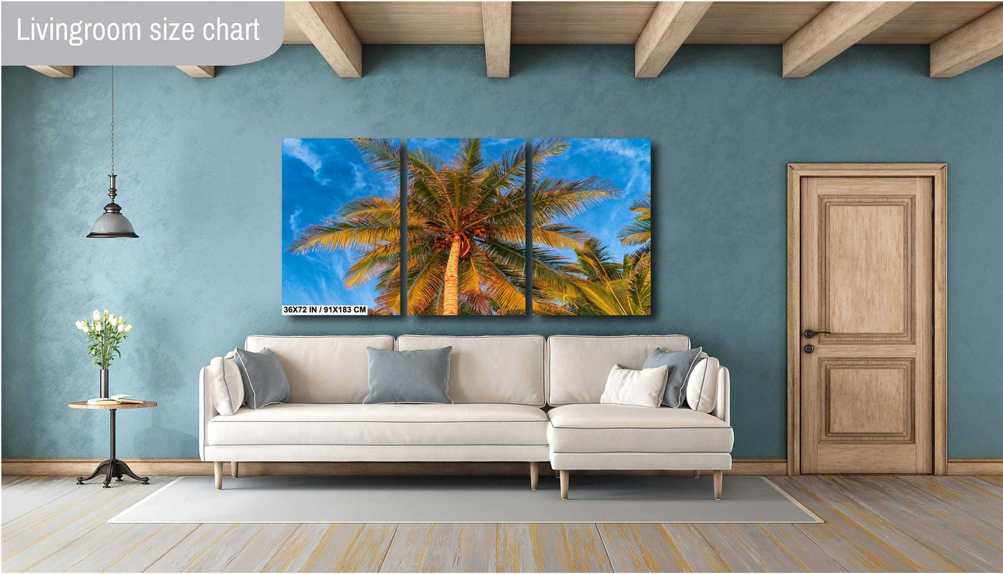 Palm Tree Wall Art - Tropical Canvas Print & Metal Wall Decor for Beach House