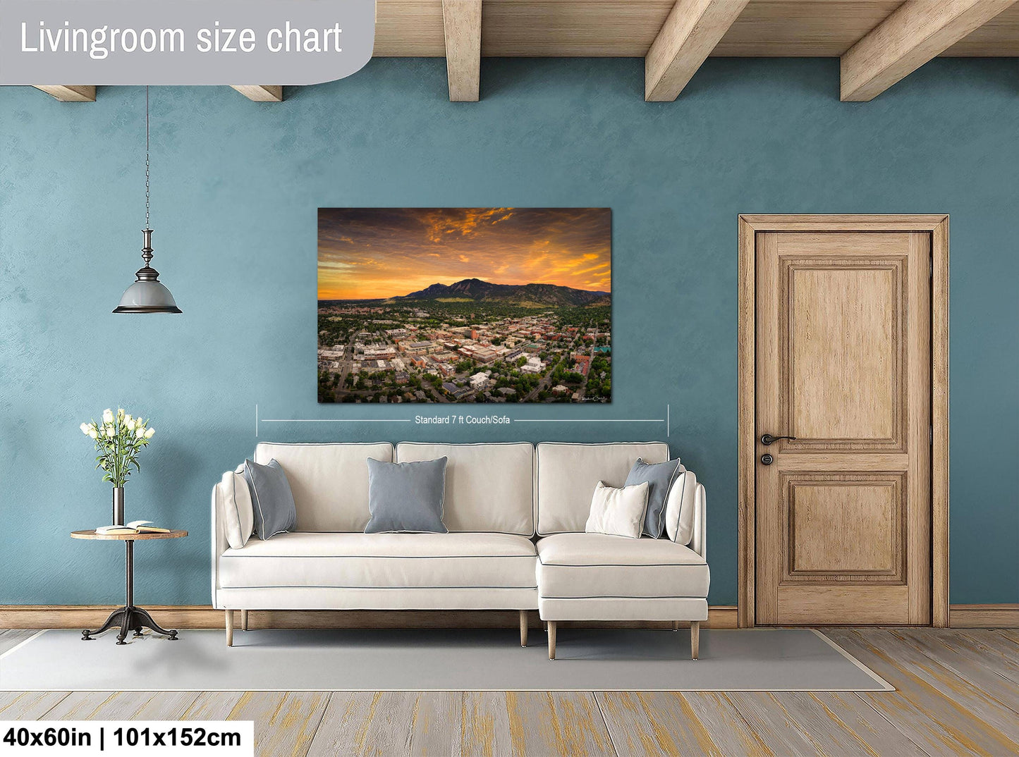 Boulder Wall Art – Modern Cityscape Print | Sunset Colors Decor Canvas