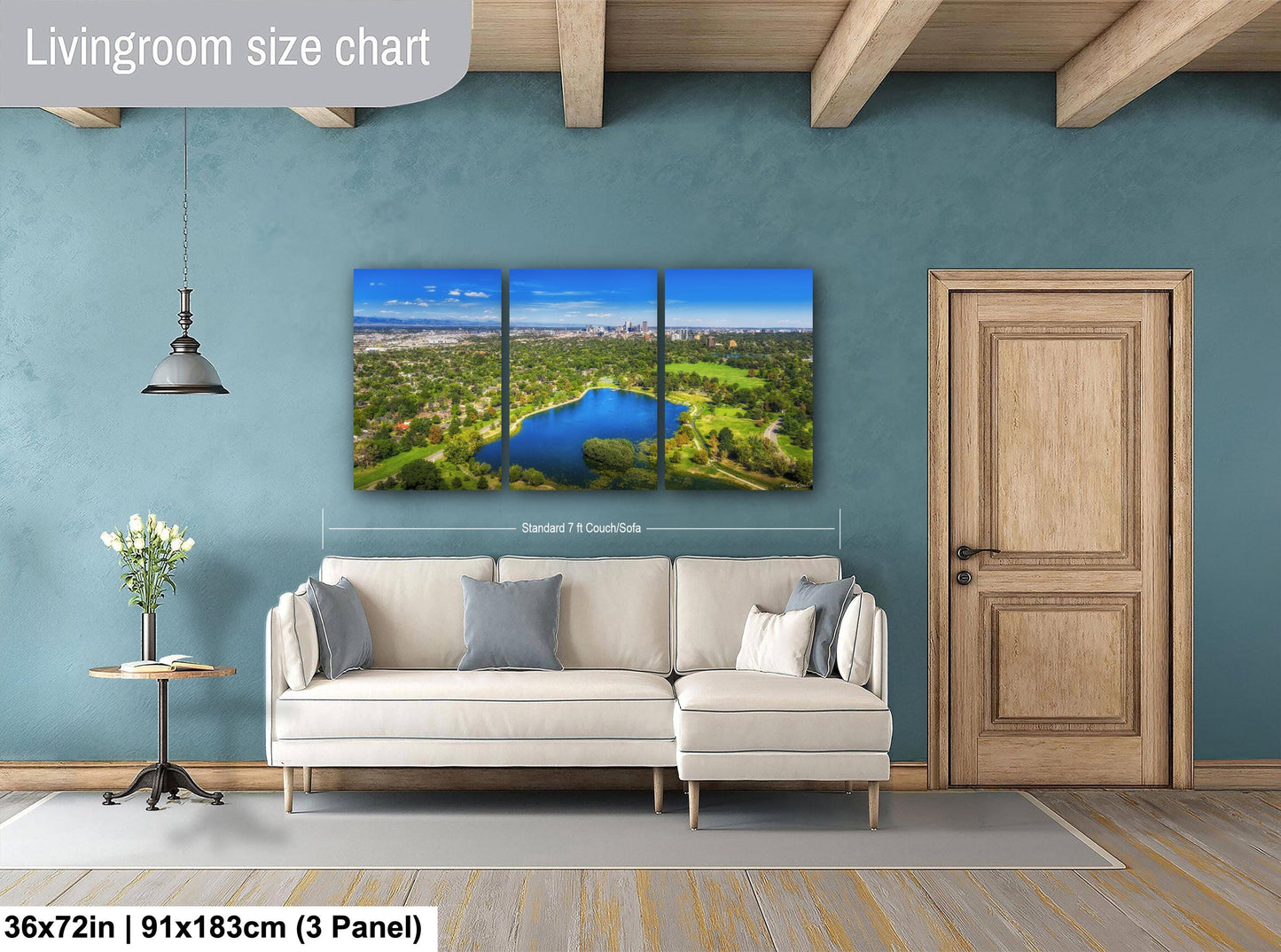 Denver Skyline Wall Art – Washington Park Urban Artwork Print on Canvas