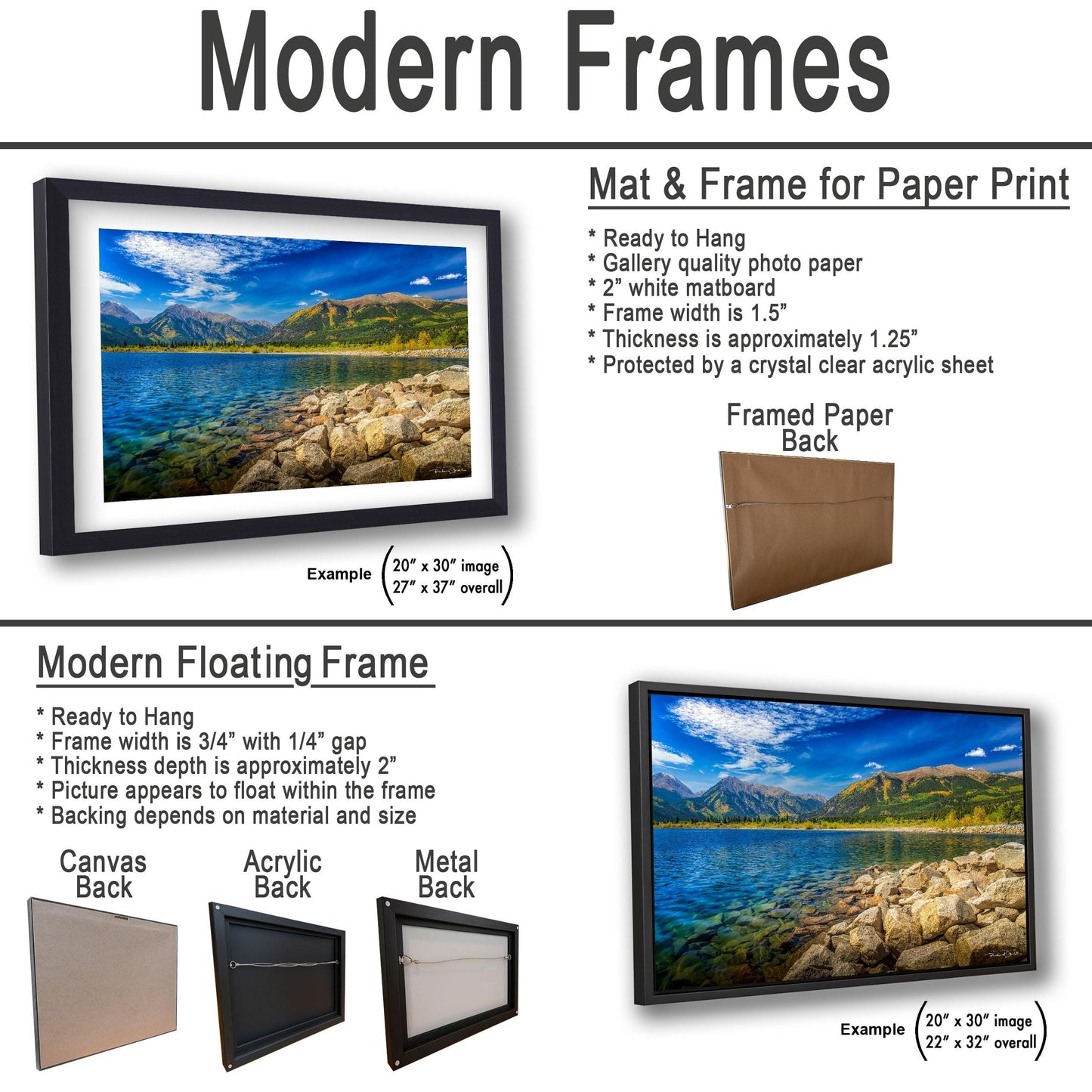 Twin Lakes Colorado Wall Art: Mountain Landscape Canvas or Metal