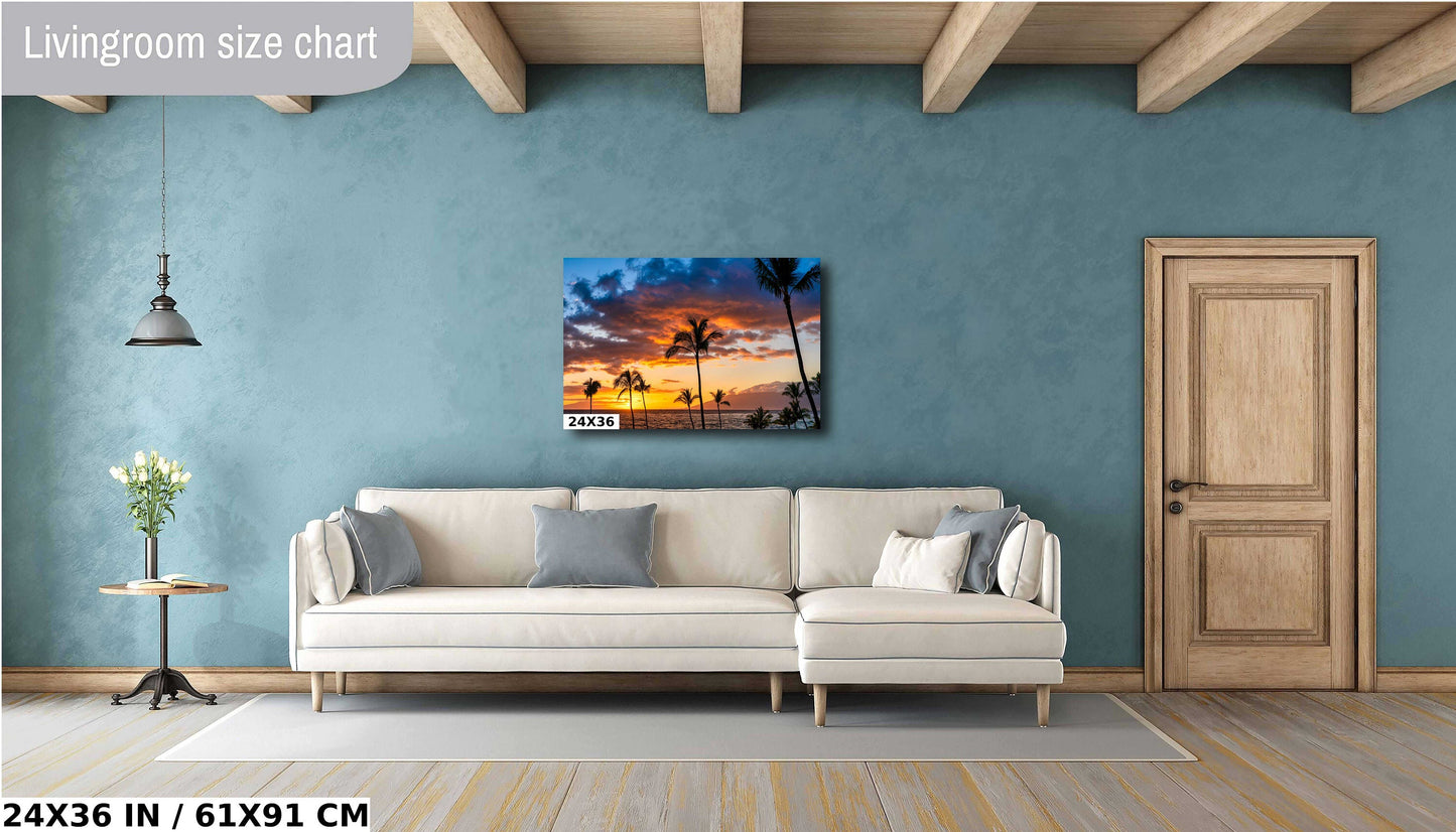 Maui Sunset Wall Art – Vibrant Tropical Sunset Print | Ready to Hang Canvas