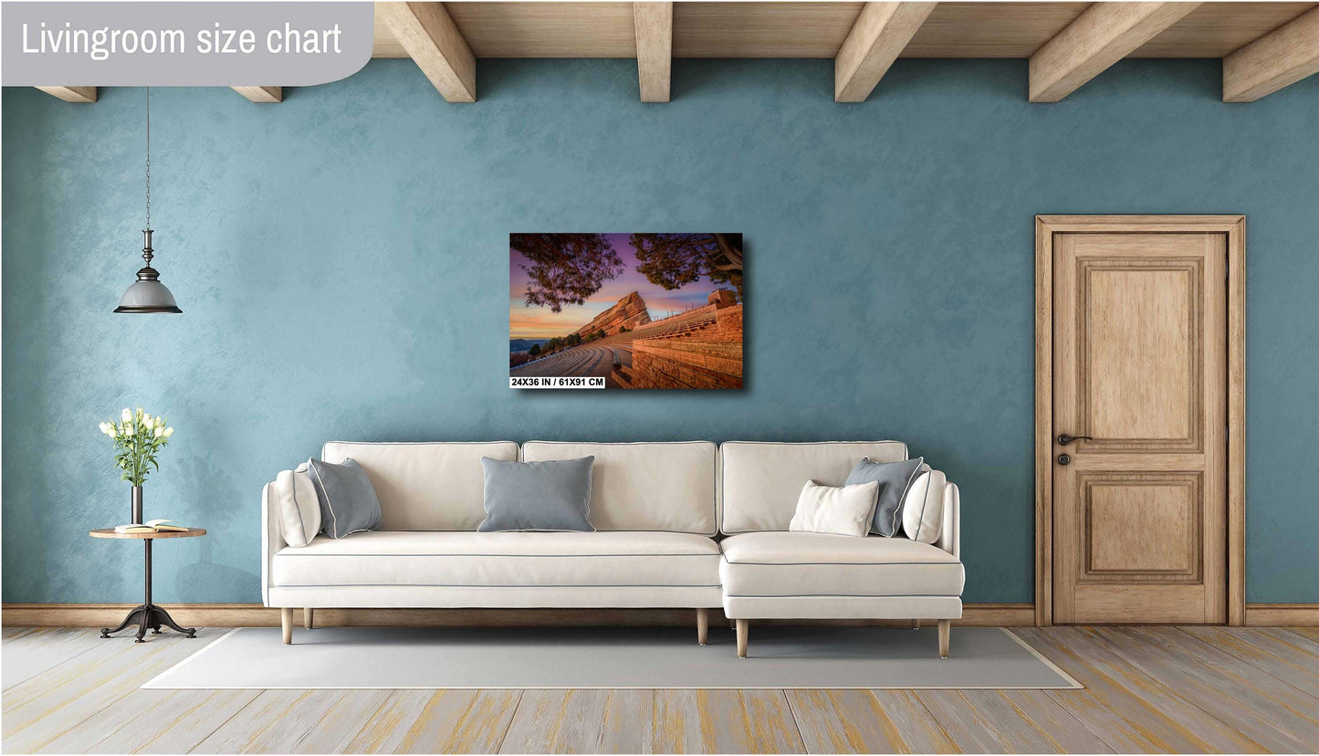 Red Rocks Landscape Print – Colorado Wall Art | Sunrise Canvas Decor & Metal Art