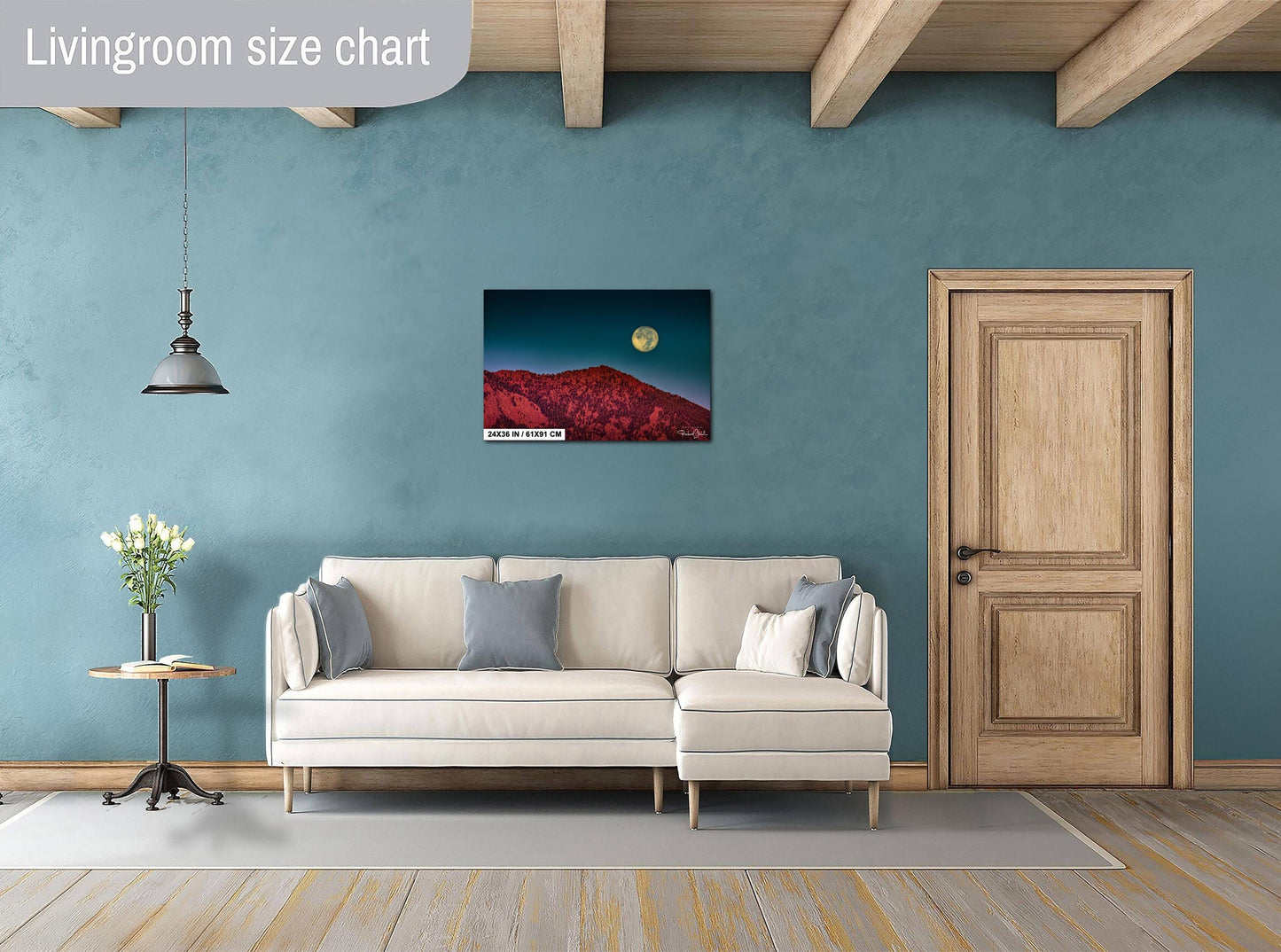 Boulder Flatirons Wall Art – Full Moon Sunrise Print | Colorado Mountain Decor