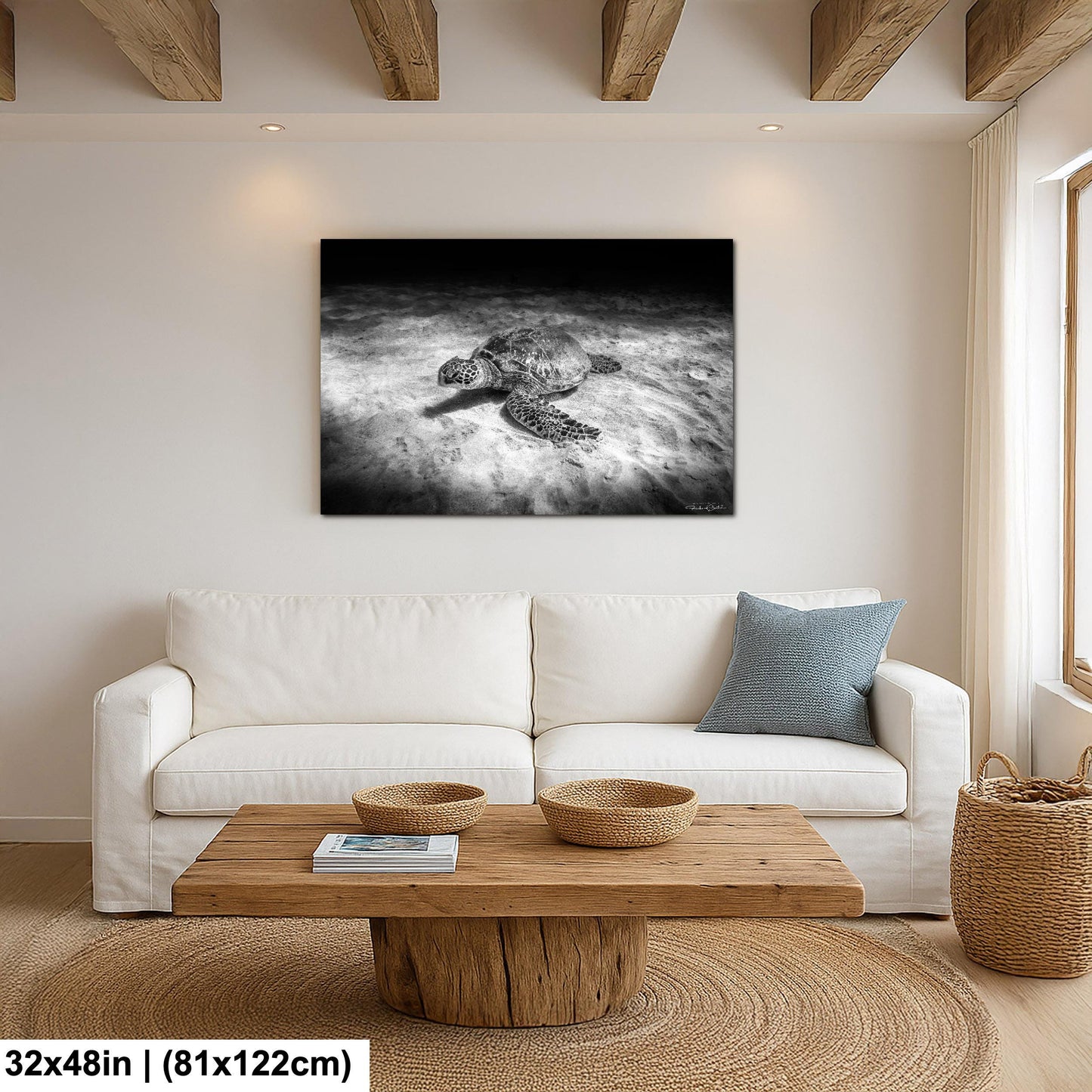 Sea Turtle Wall Art - Maui Ocean View | Tropical Coastal Decor Print