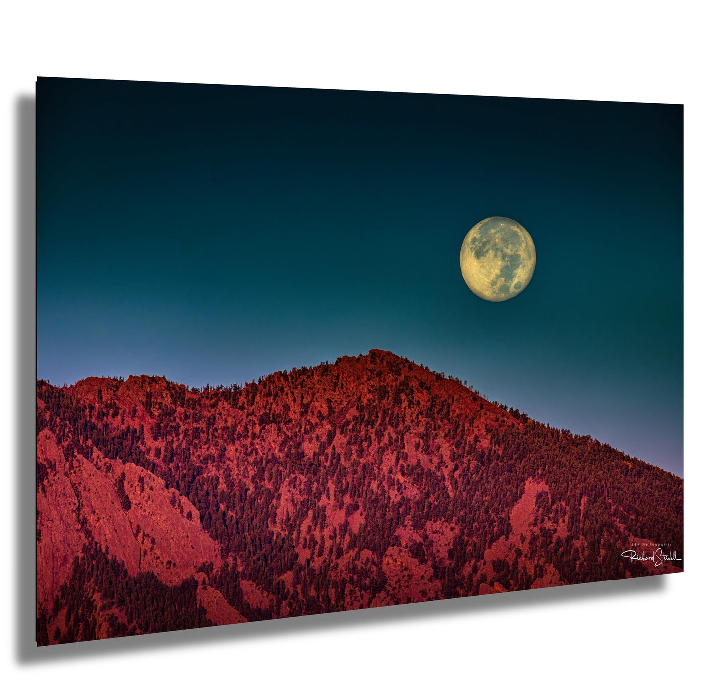 Boulder Flatirons Wall Art – Full Moon Sunrise Print | Colorado Mountain Decor