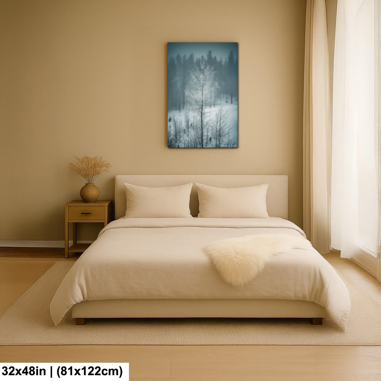 Winter Landscape Wall Art - Snowy Aspen Trees, Cozy Feel
