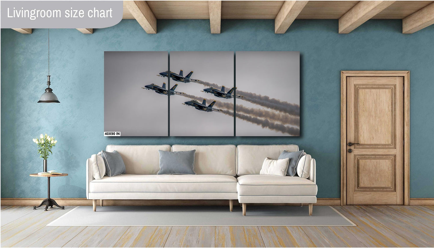 Blue Angels Print - Navy Flight Squadron Canvas Wall Art | Aviation Collector Gift