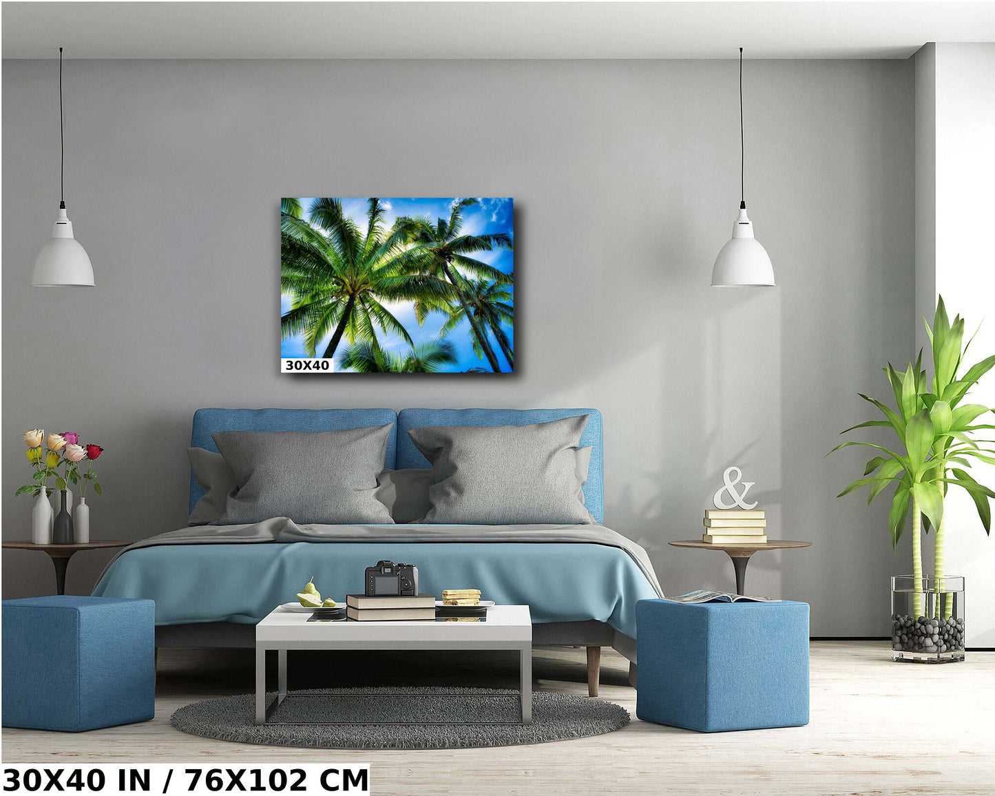 Tropical Wall Decor | Coastal Home Decor - Maui Palm Tree Art Canvas Print