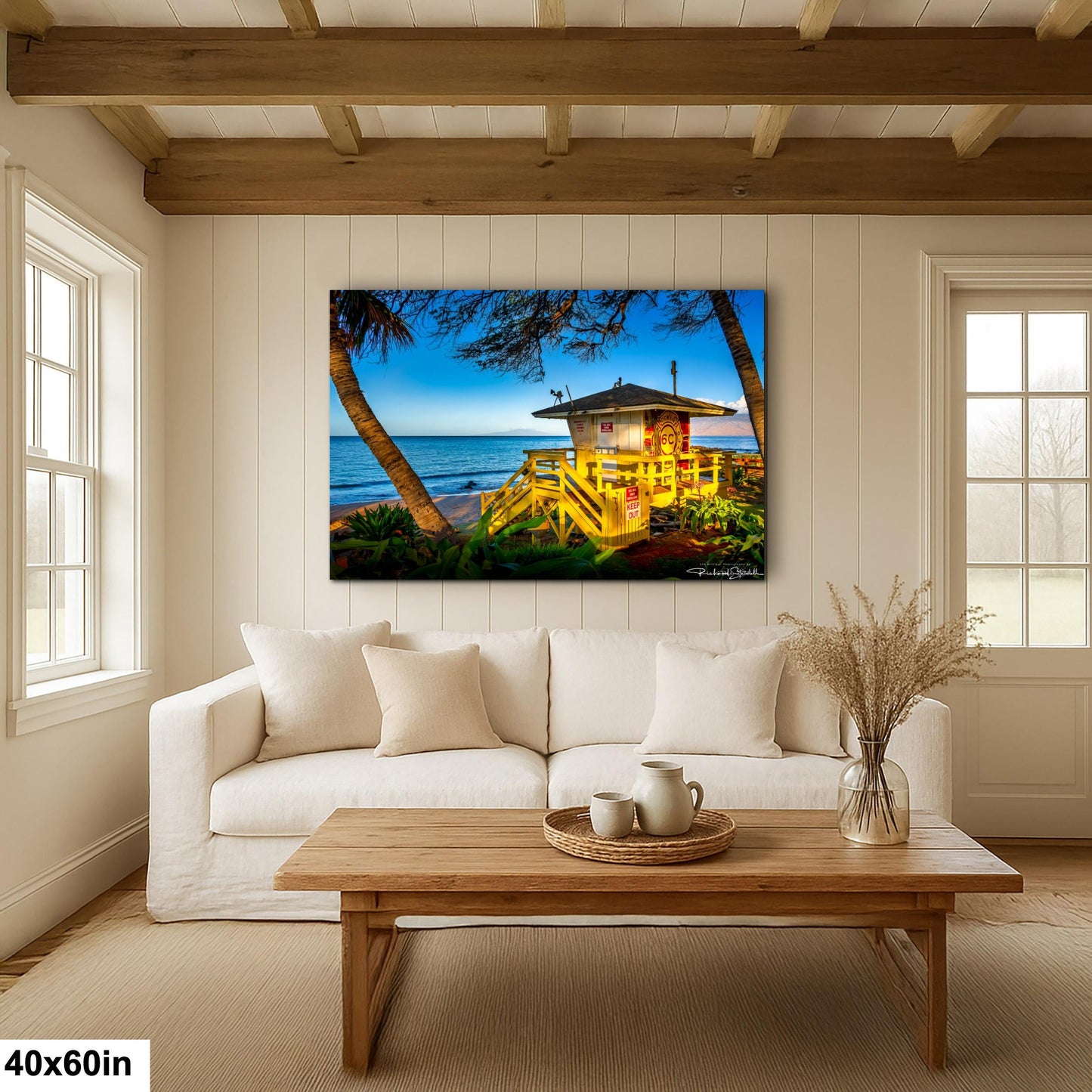 Maui Lifeguard Post Wall Art - Tropical Coastal Print | Ready to Hang Canvas