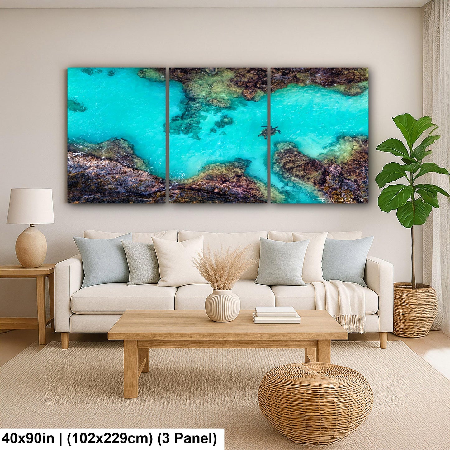 Sea Turtle Wall Art – Maui Reef Scene | Tropical Coastal Decor, Ready To Hang Art