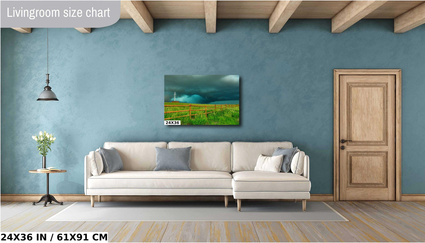 Thunderstorm Wall Art - Moody Lightning Storm Print | Religious Decor for Living Room