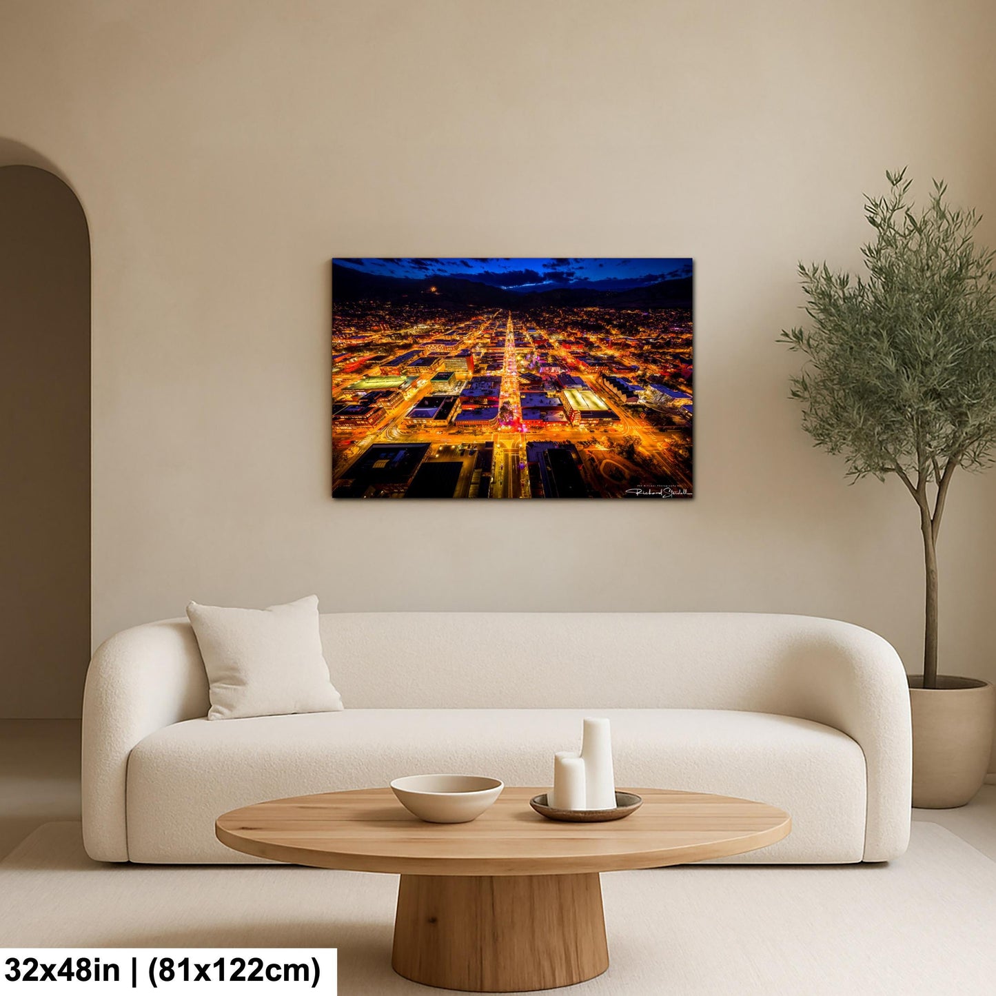 Boulder Night Aerial Photo, Downtown Pearl Street (Canvas or Metal)