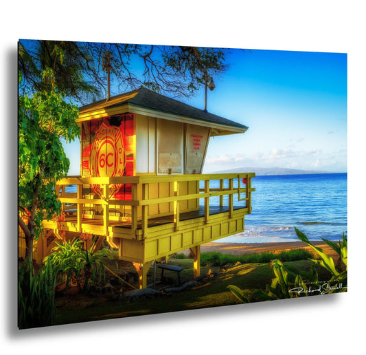 Maui Lifeguard Post Wall Art - Tropical Coastal Print | Ready to Hang Canvas