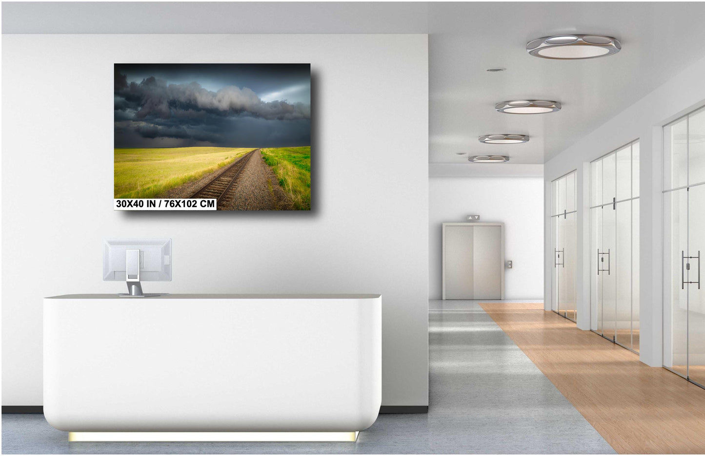 Railroad Storm Wall Art - Scenic Landscape Print | Ready to Hang Canvas