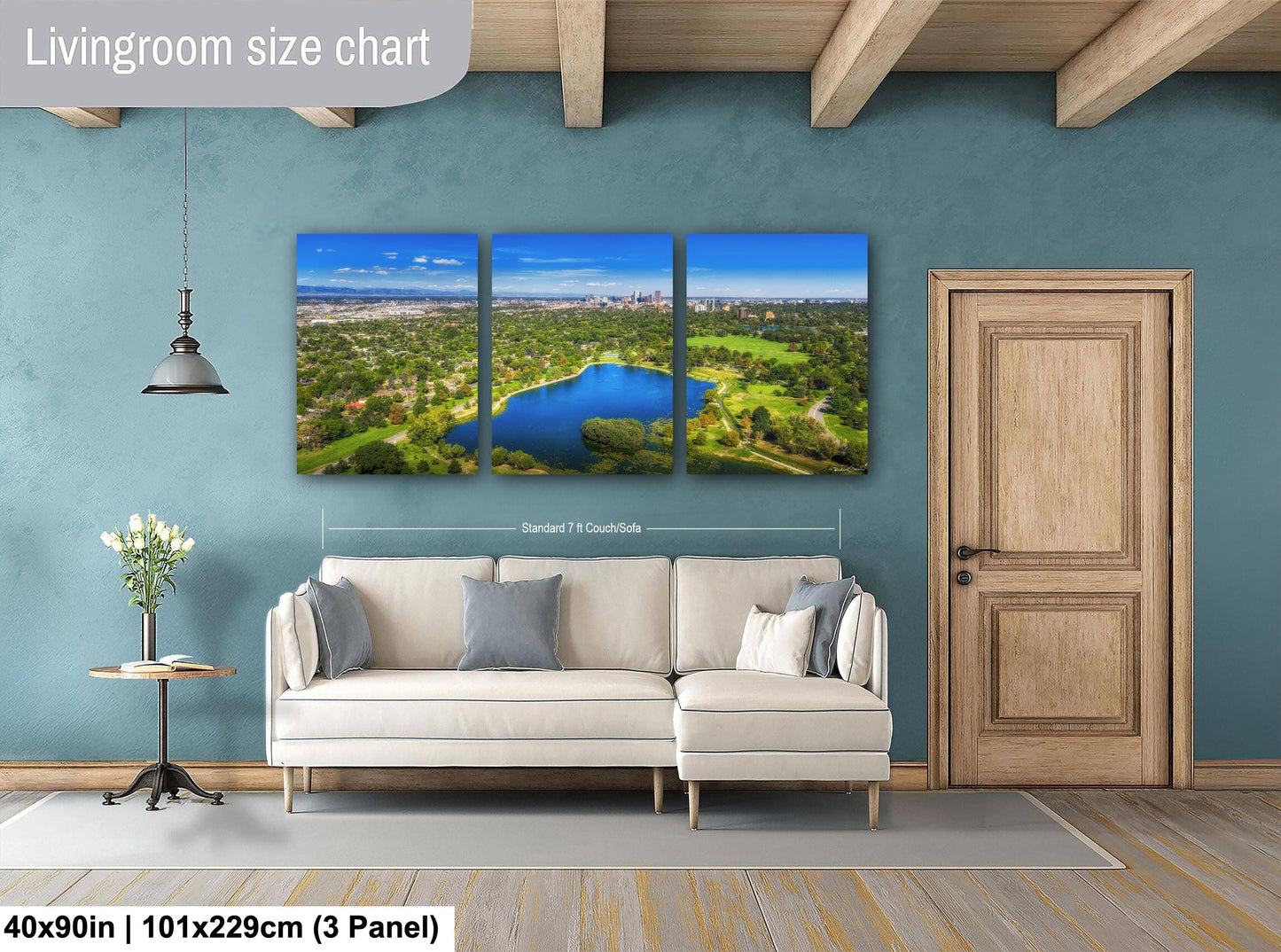 Denver Skyline Wall Art – Washington Park Urban Artwork Print on Canvas