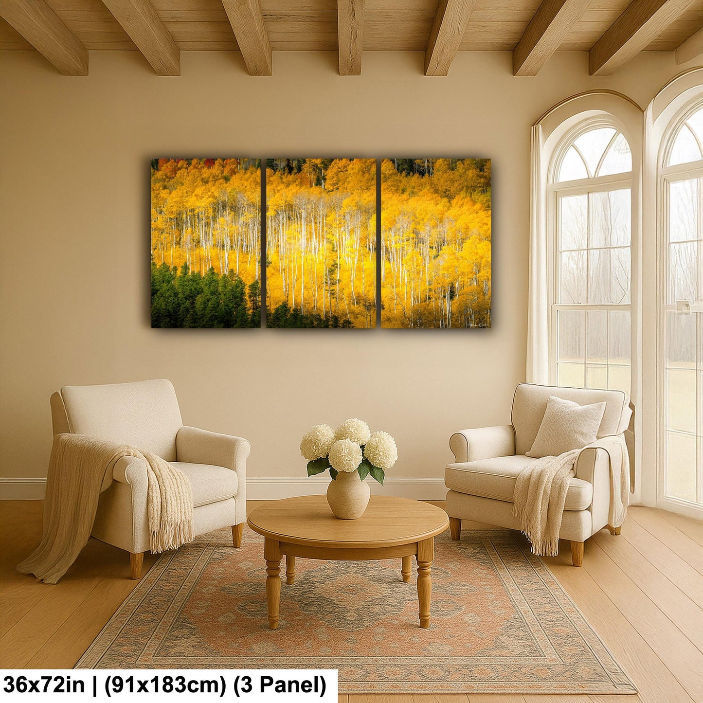 Colorado Aspen Tree Print - Rustic Autumn Mountain Wall Art with Yellow Aspen Leaves