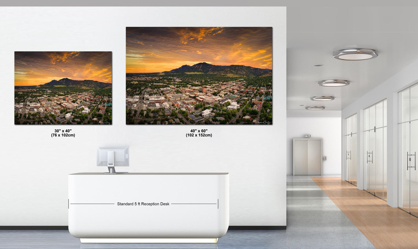 Boulder Wall Art – Modern Cityscape Print | Sunset Colors Decor Canvas