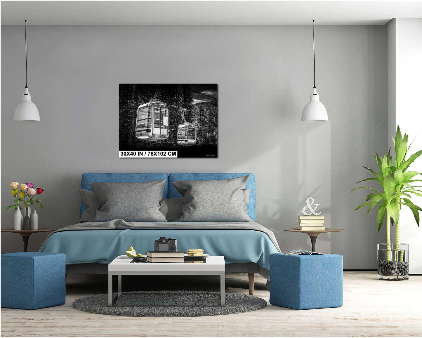 Vail Ski Lift Art – Black and White Print | Canvas, Metal & Acrylic Wall Decor