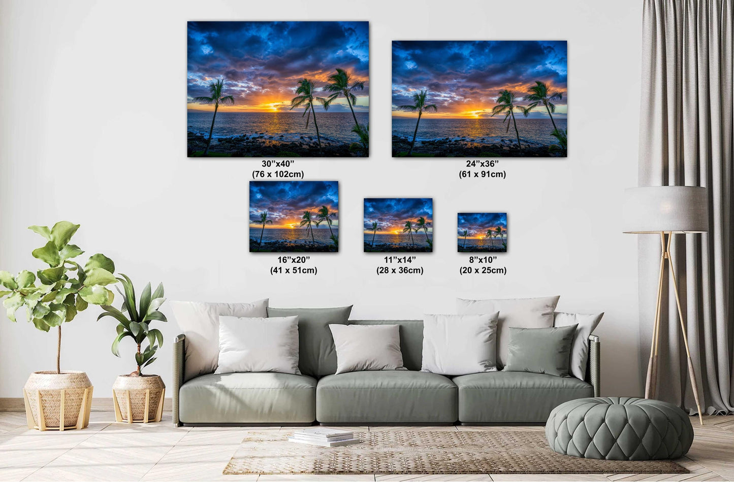 Maui Sunset Photo Print – Hawaii Wall Art | Tropical Palm Canvas Decor