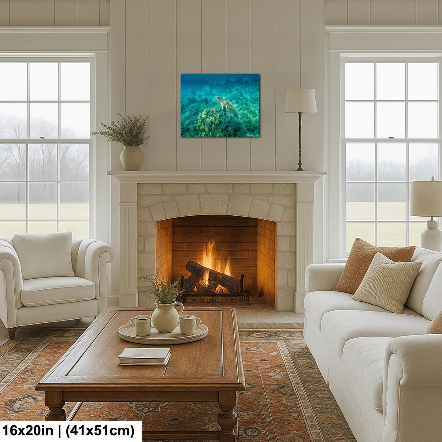Sea Turtle Wall Art: Maui Ocean View - Tropical Coastal Decor