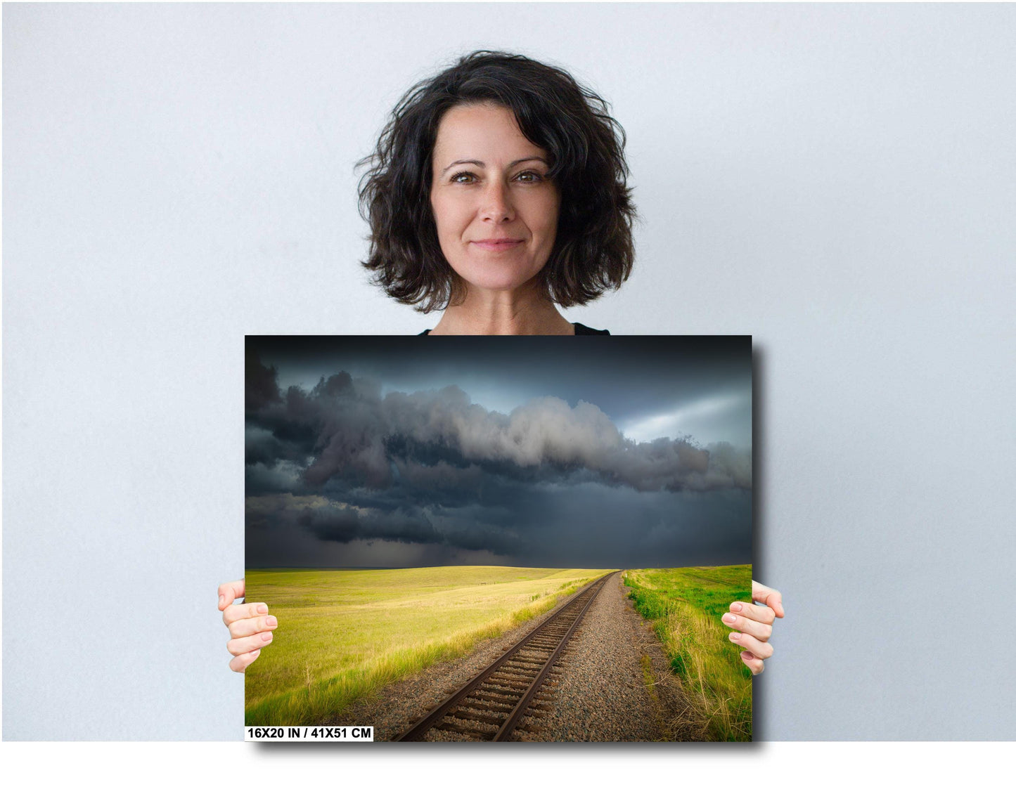 Railroad Storm Wall Art - Scenic Landscape Print | Ready to Hang Canvas