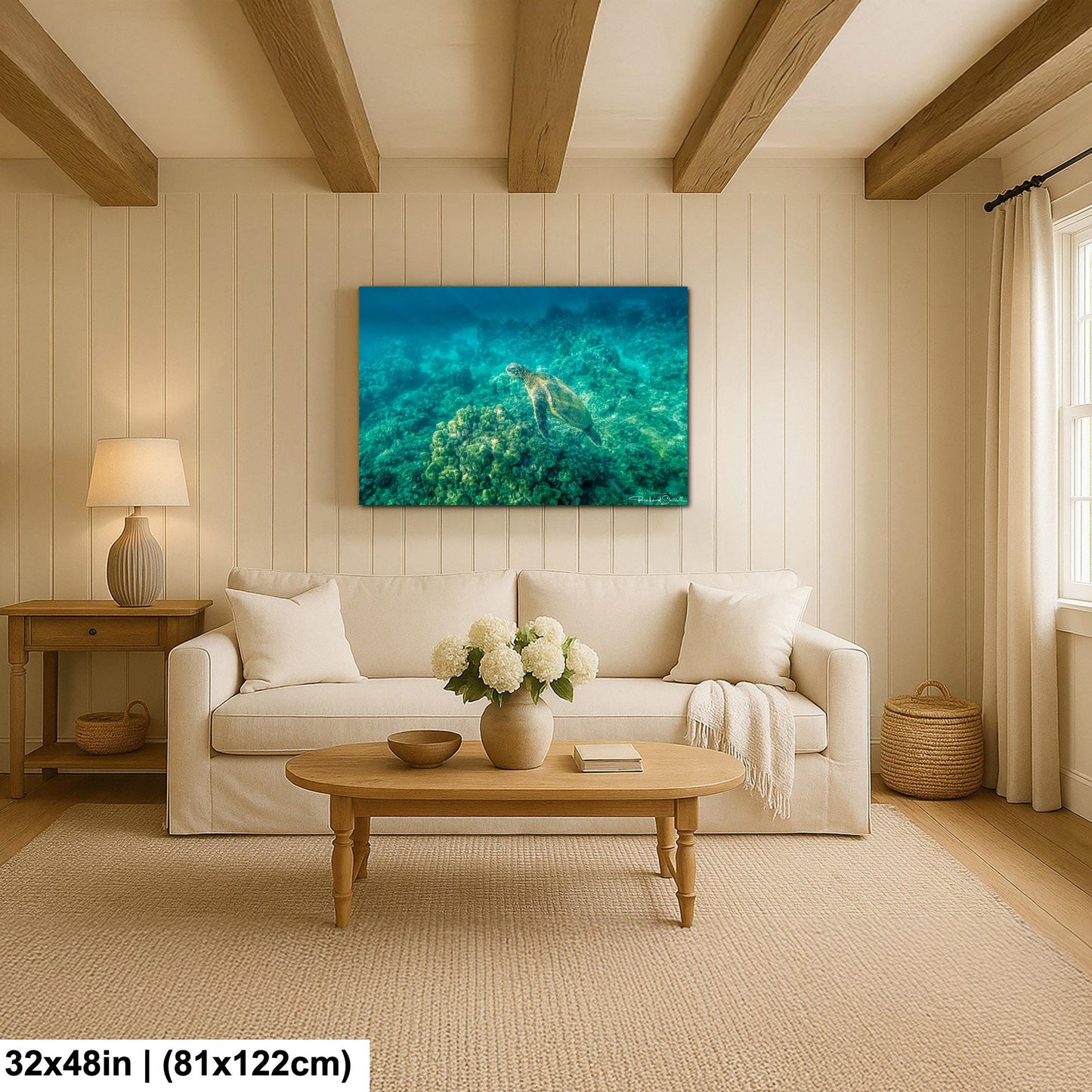 Sea Turtle Wall Art: Maui Ocean View - Tropical Coastal Decor