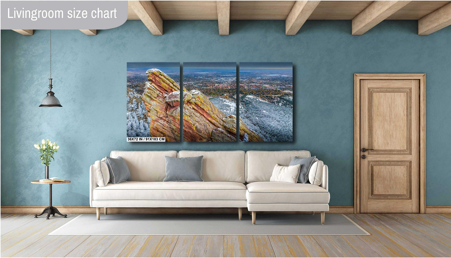 Boulder Flatirons Wall Art – Winter Mountain Print On Premium Photo Paper