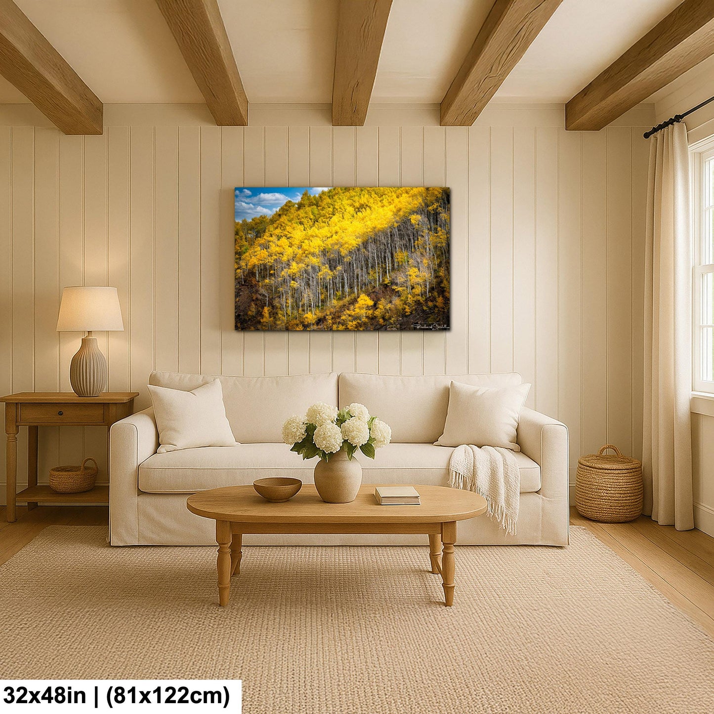 Colorado Aspen Tree Print - Rustic Autumn Mountain Wall Art With Golden Leaves