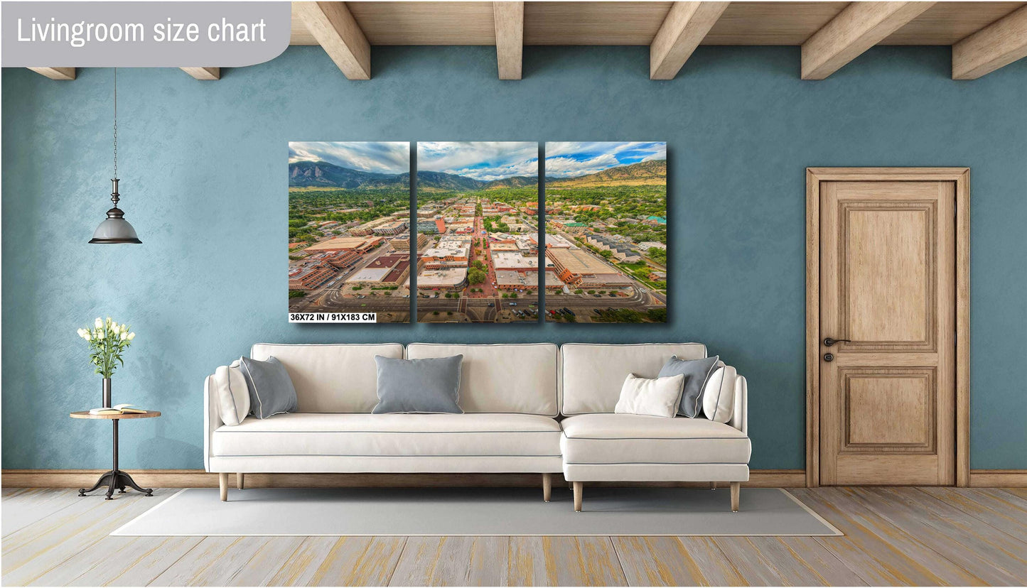 Boulder Wall Art – Pearl Street Artwork | Flatirons Mountain Art Canvas Print