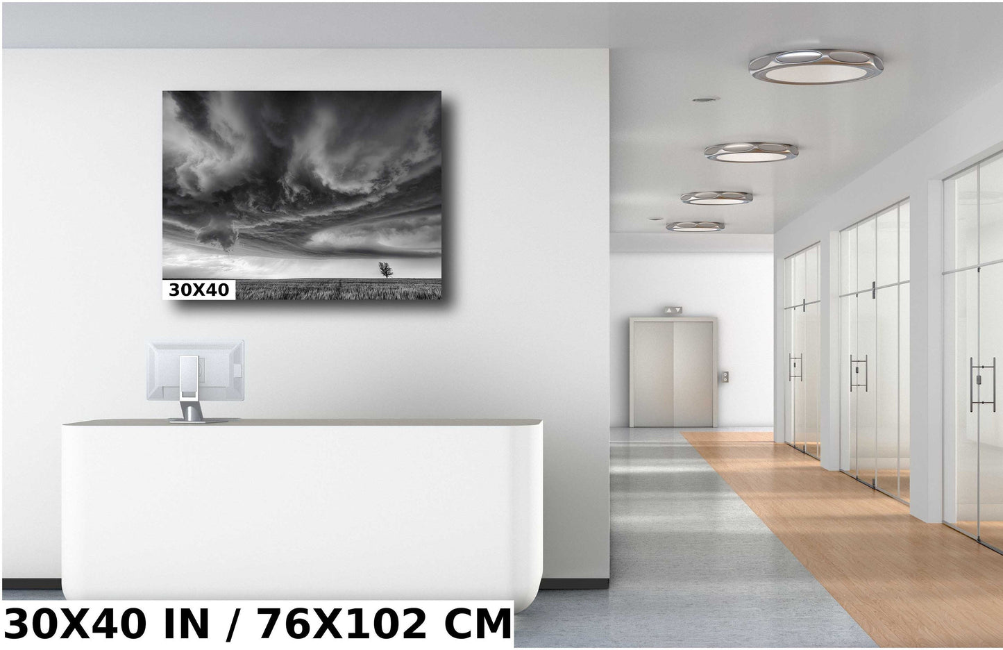 Black and White Storm Cloud Art – Dramatic Supercell Nature Print Canvas
