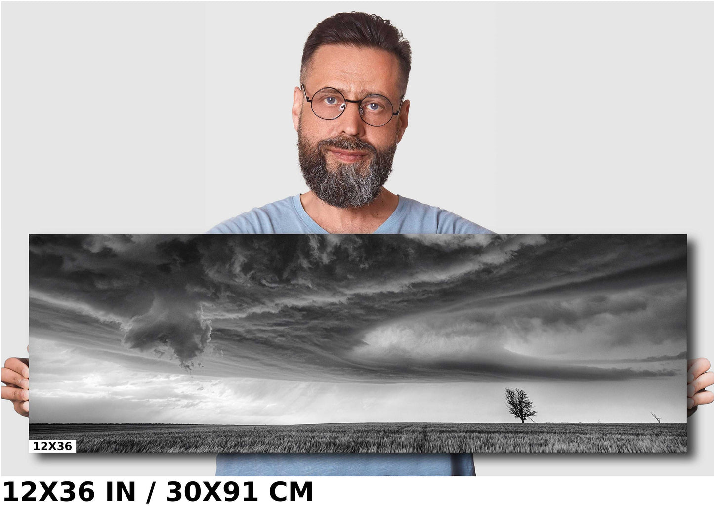 Black and White Storm Cloud Art – Dramatic Supercell Nature Print Canvas