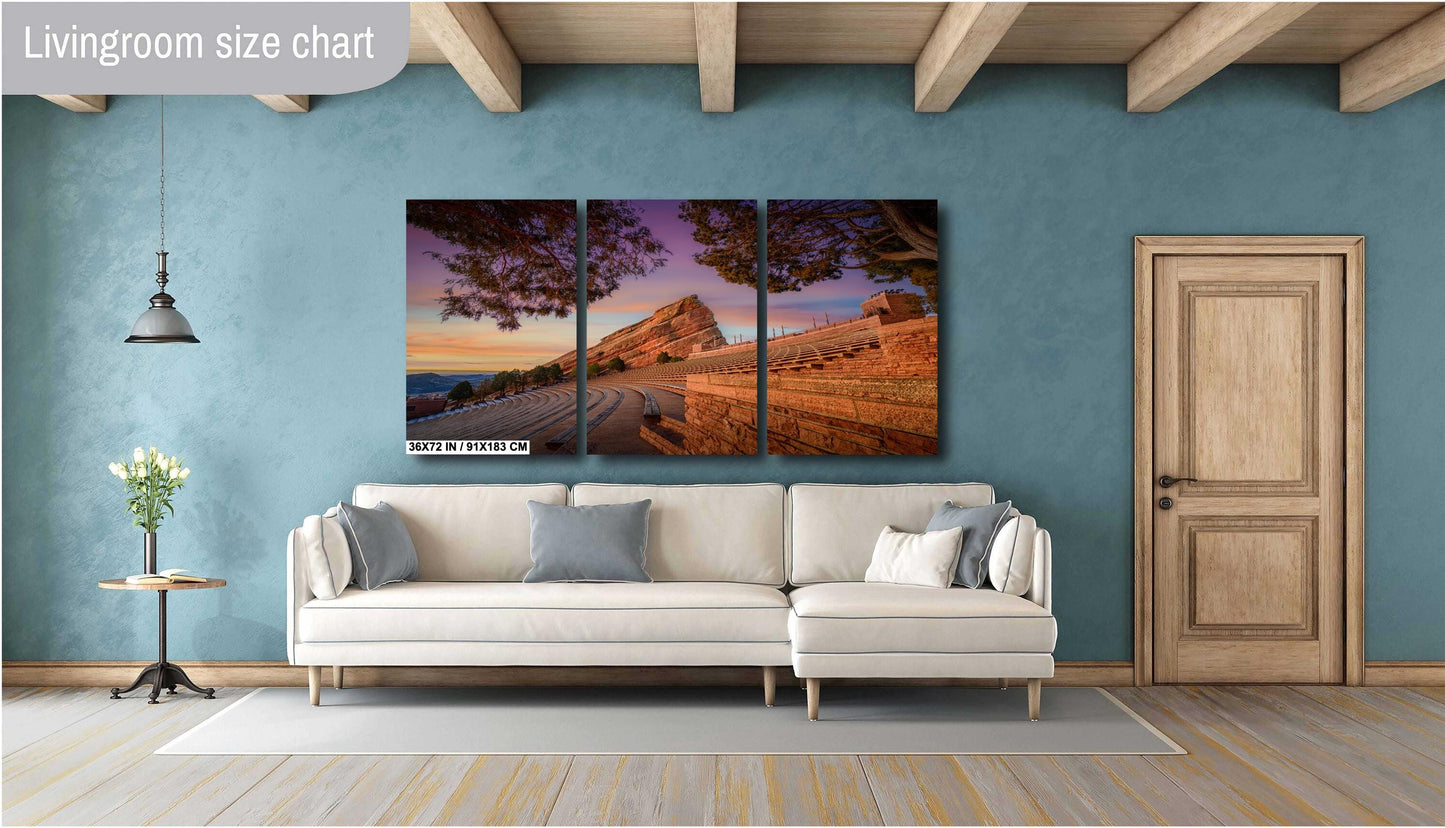 Red Rocks Landscape Print – Colorado Wall Art | Sunrise Canvas Decor & Metal Art