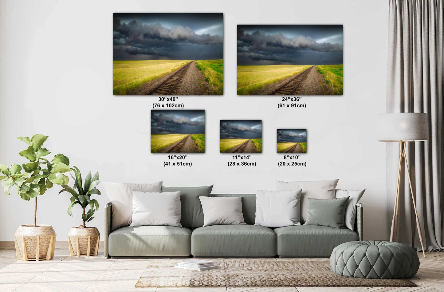 Railroad Storm Wall Art - Scenic Landscape Print | Ready to Hang Canvas