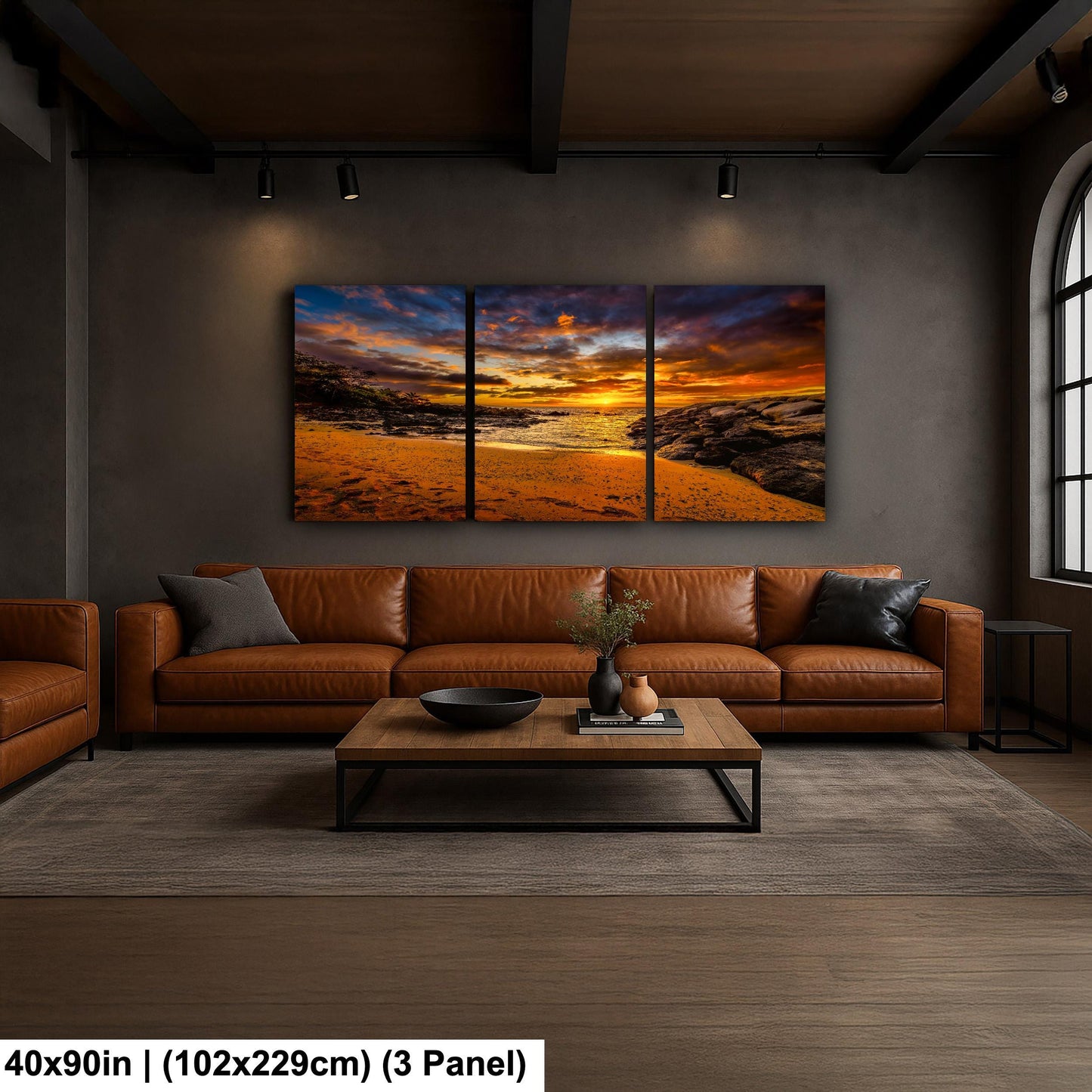 Sunset Wall Art - Maui Beach Print | Tropical Palm Artwork on Ready to Hang Canvas