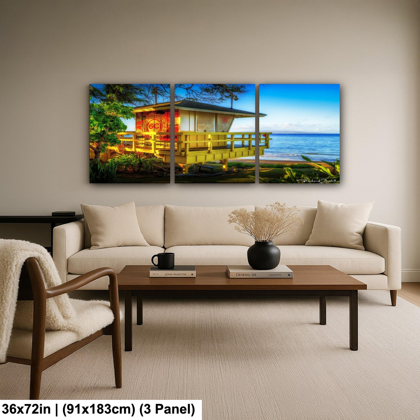 Maui Lifeguard Post Wall Art - Tropical Coastal Print | Ready to Hang Canvas