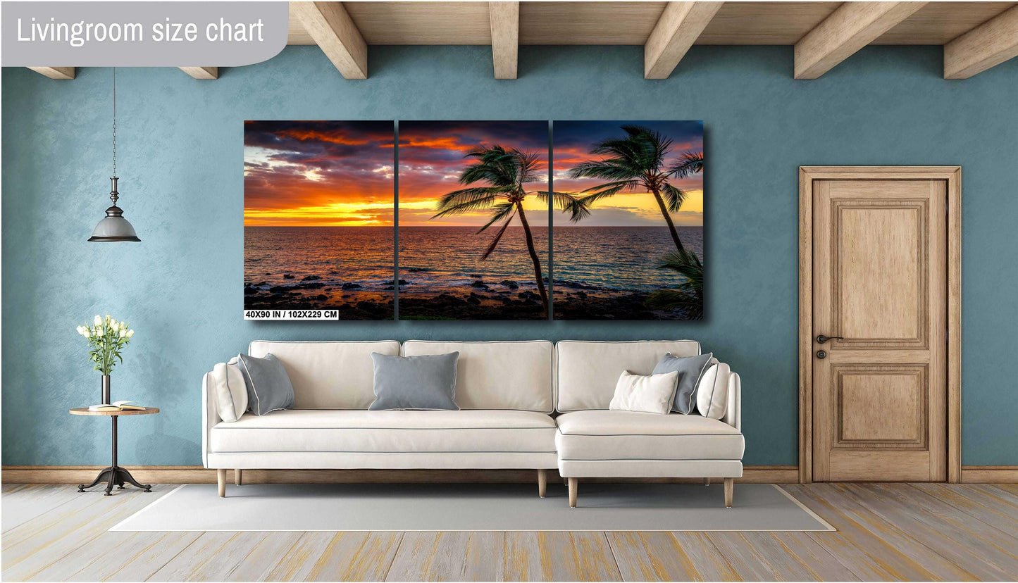 Maui Sunset Photo Print - Tropical Wall Art | Hawaii Metal Canvas Decor
