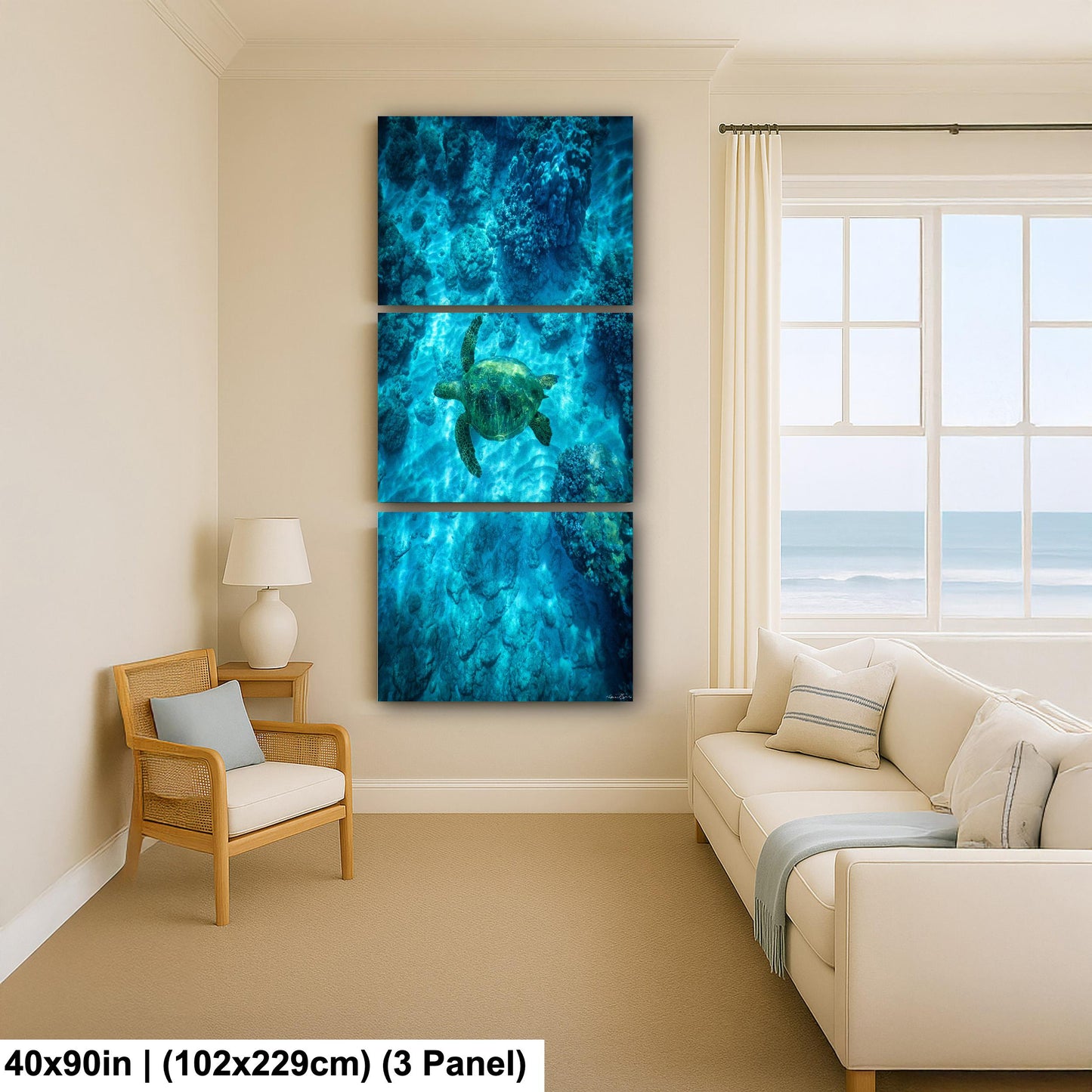 Sea Turtle Wall Art: Maui Ocean View - Tropical Coastal Decor