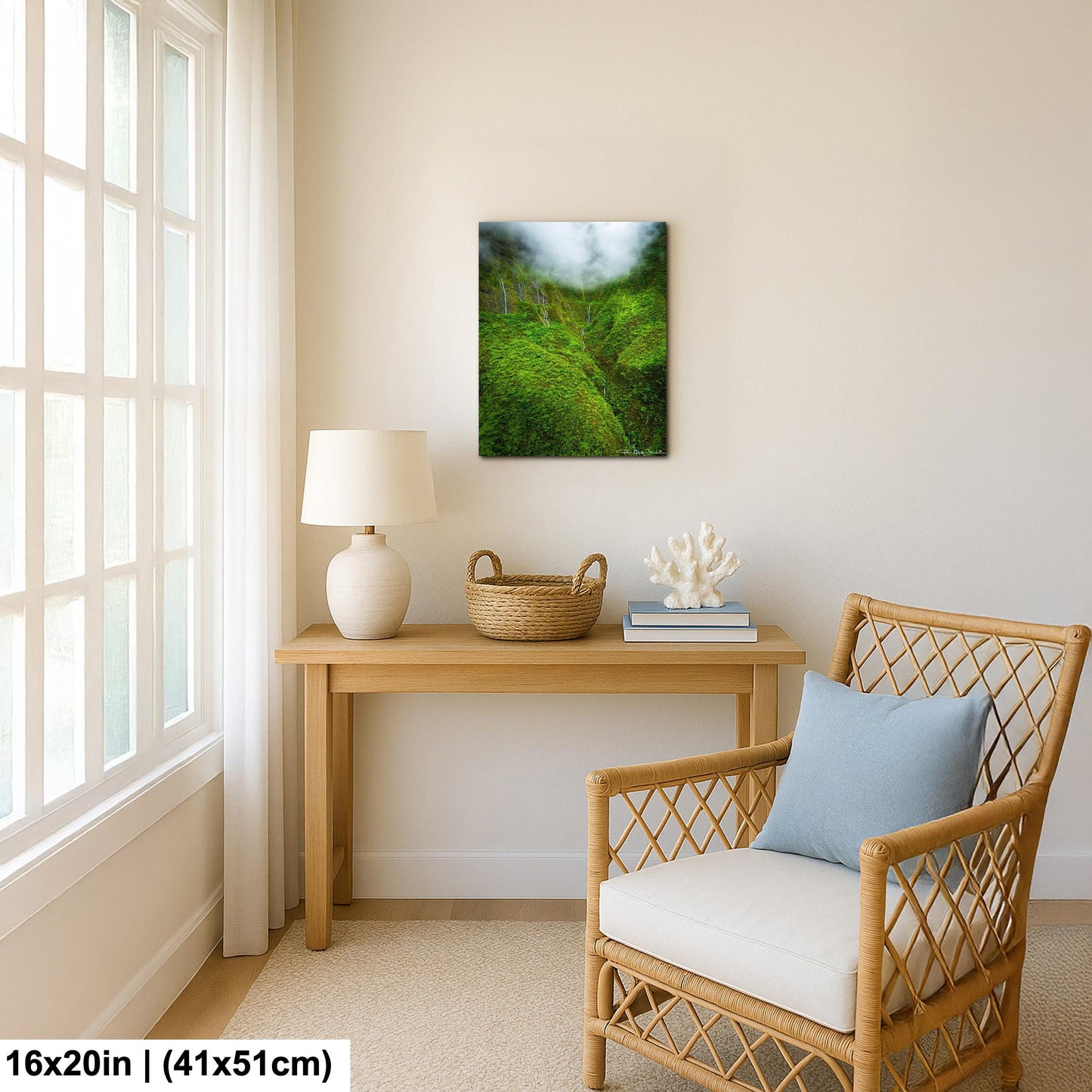 Hawaii Waterfall Wall Art: Tropical Hawaiian Jungle Landscape