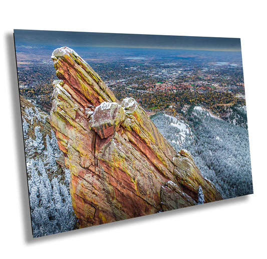 Boulder Flatirons Wall Art – Winter Mountain Print On Premium Photo Paper
