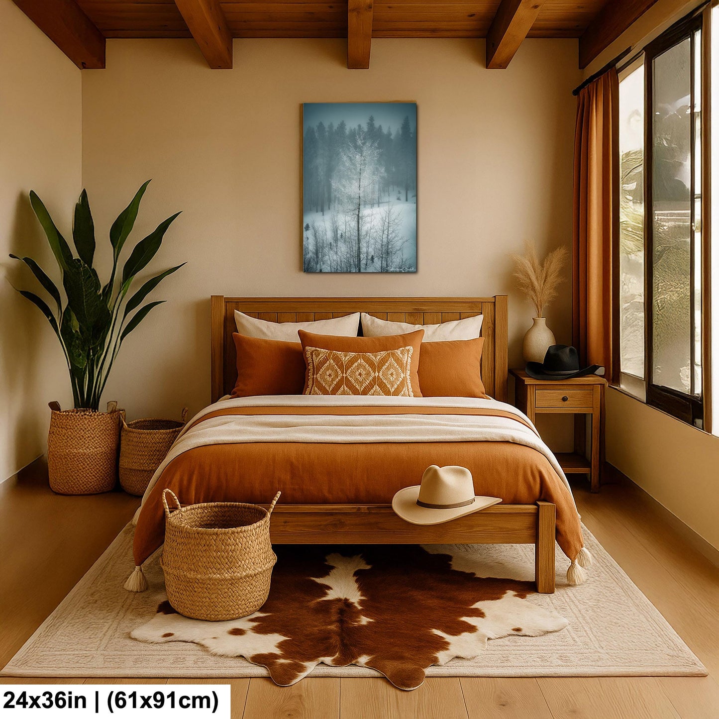 Winter Landscape Wall Art - Snowy Aspen Trees, Cozy Feel