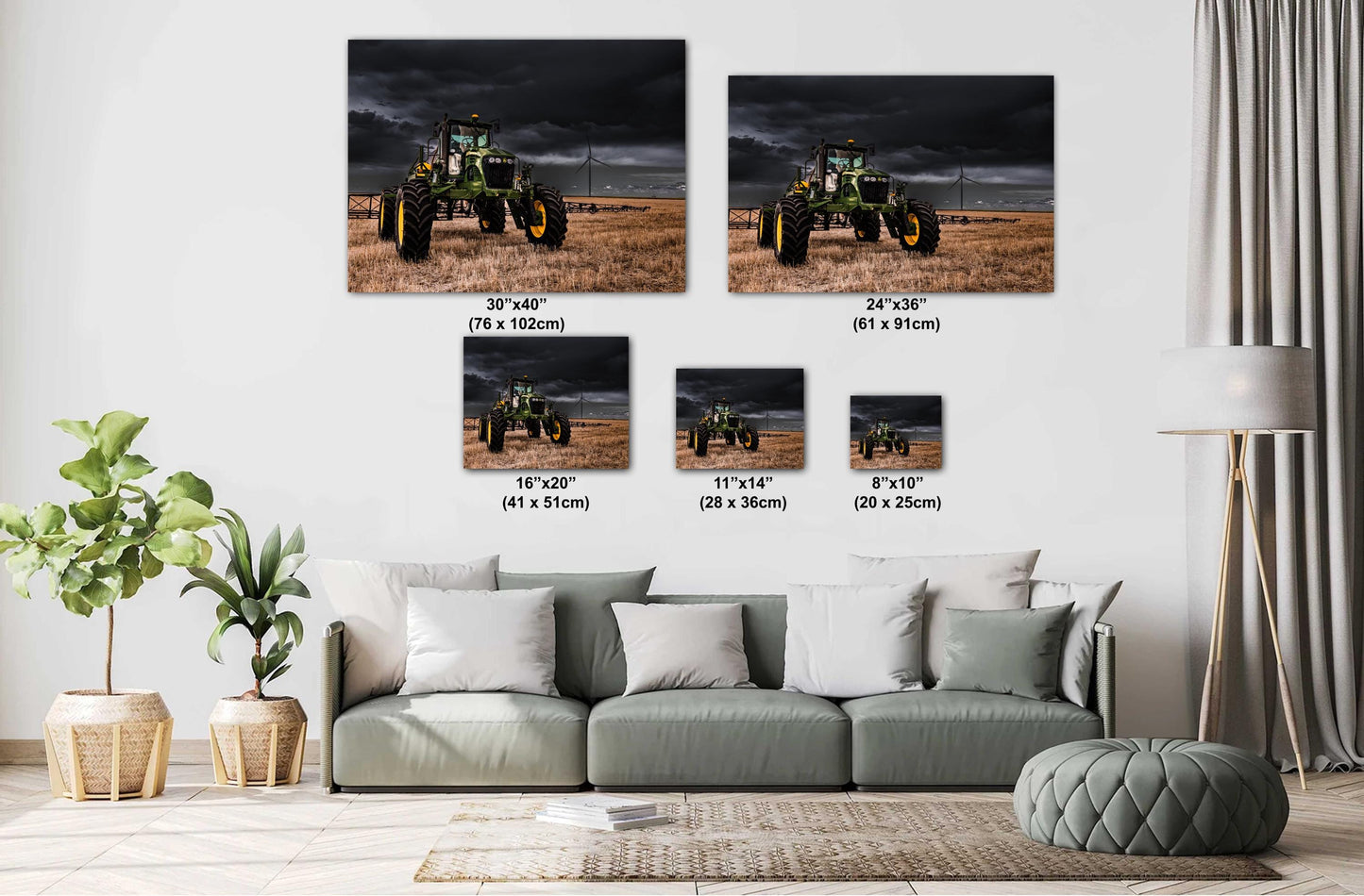 John Deere Tractor Wall Art - Dramatic Farm Landscape Print | Rustic Country Decor