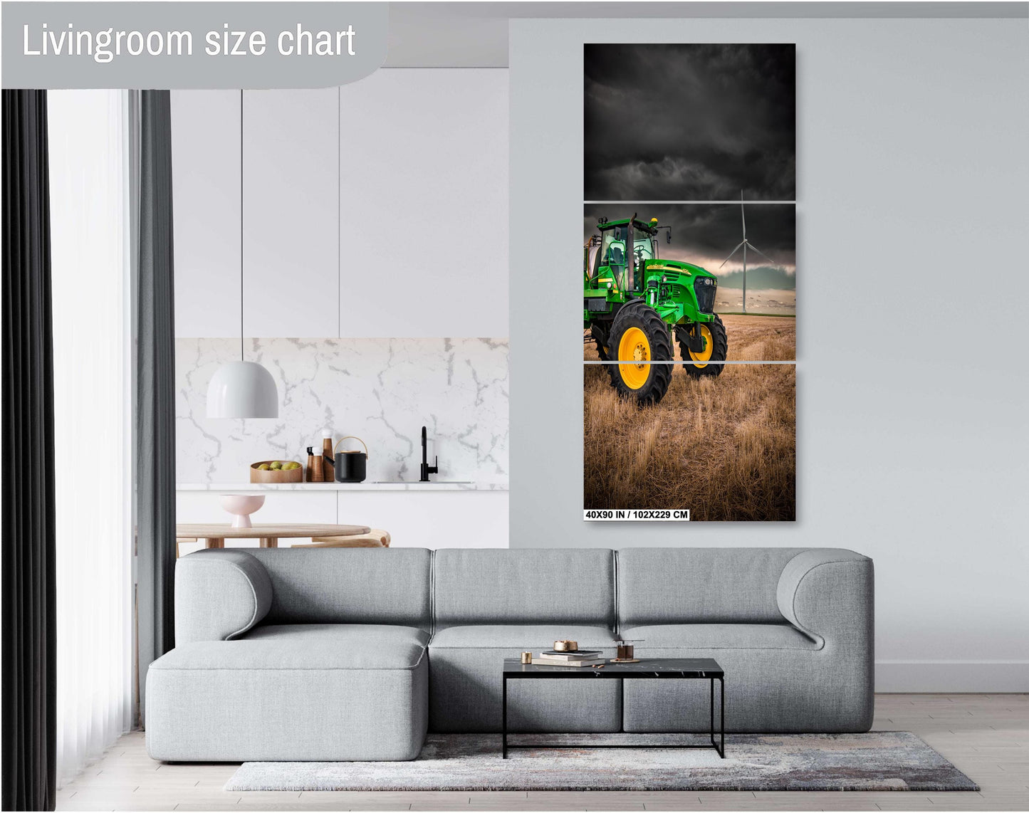 John Deere Tractor Wall Art – Dramatic Farm Landscape Photography Print | Rustic Country Decor