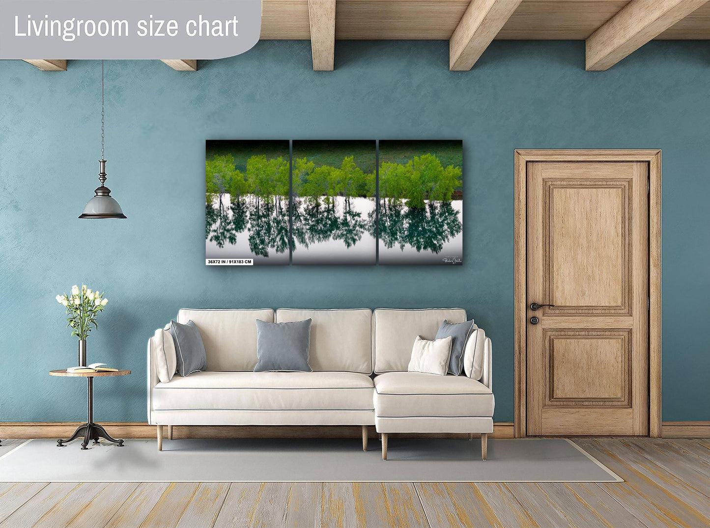 Lake Photo Wall Art – Serene Trees Lake Photograph With Tranquil Water Reflection