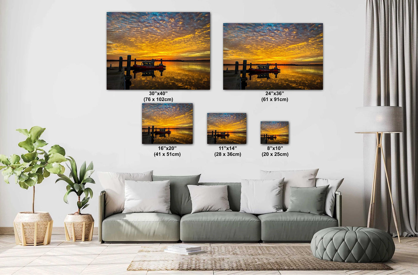 U.S. Coast Guard Wall Art – Nautical Photo Canvas | Vivid Sunrise Boat Print
