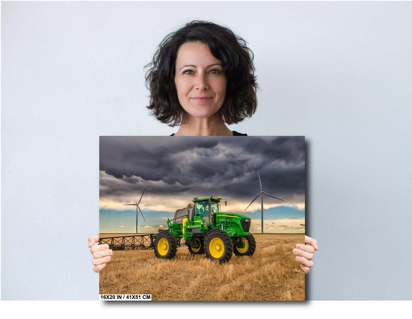 John Deere Tractor Wall Art - Dramatic Farm Landscape Print | Rustic Country Decor