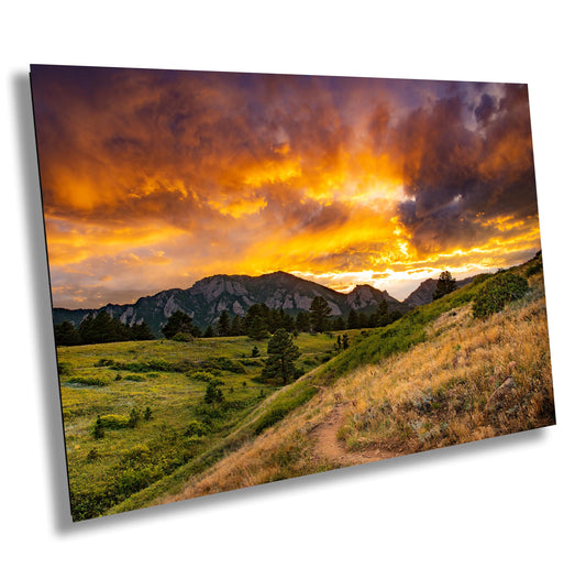 Boulder Flatirons Sunset | Mountain Wall Art - Vibrant Colorado Landscape Print